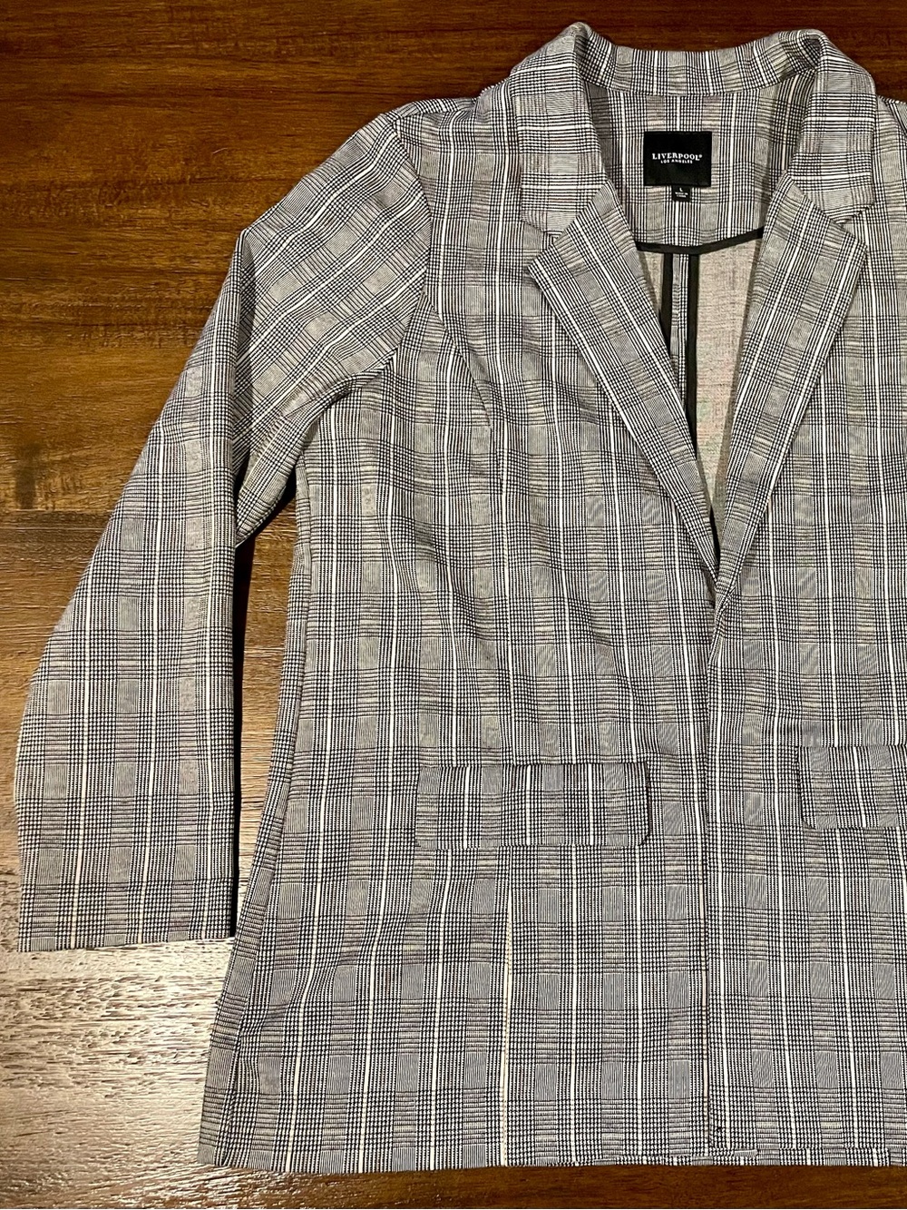 Liverpool Grey Plaid Boyfriend Blazer – Size Large